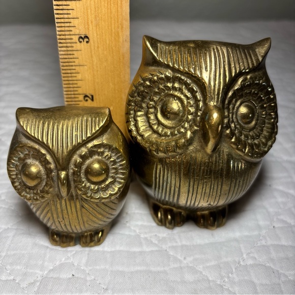 Vintage MCM Brass Owls Figures - Picture 10 of 12